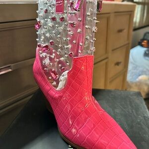 Cape Robbin Pink and Silver Studded Cowboy Boots
